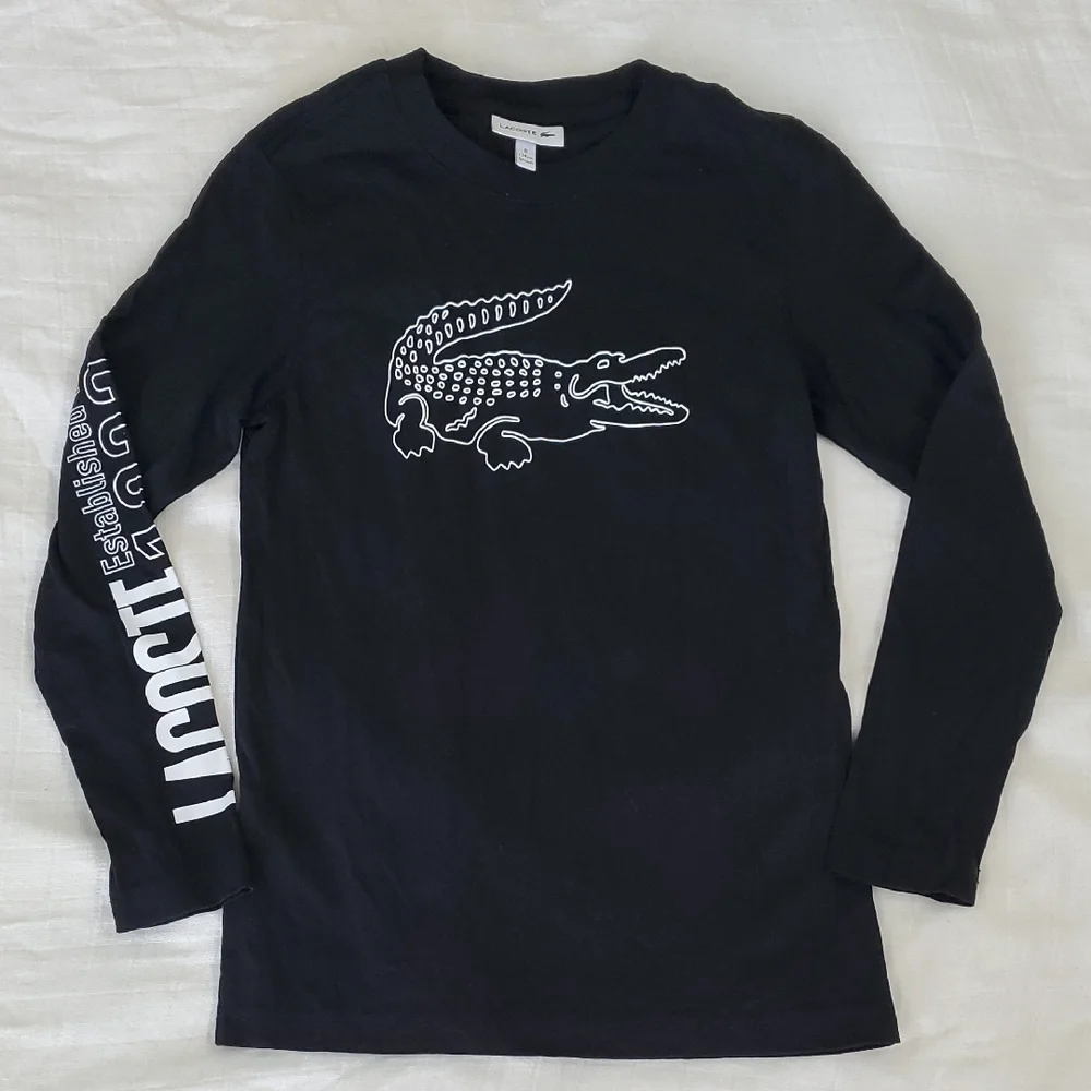 Lacoste Black Long Sleeve Shirt with Crocodile Graphic Size 8 - Picture 1 of 4